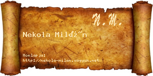 Nekola Milán névjegykártya